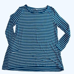 Old Navy Teal Striped Swing Knit Shirt Sz L